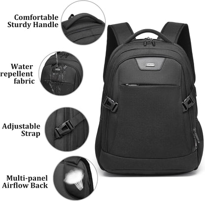 Mochila de Viaje Resistente al Agua para Laptop con Puerto USB y Almacenamiento Organizado