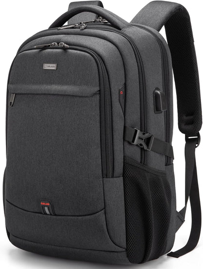 Mochila de Viaje Resistente al Agua para Laptop con Puerto USB y Almacenamiento Organizado