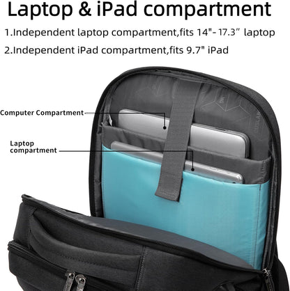 Mochila de Viaje Resistente al Agua para Laptop con Puerto USB y Almacenamiento Organizado