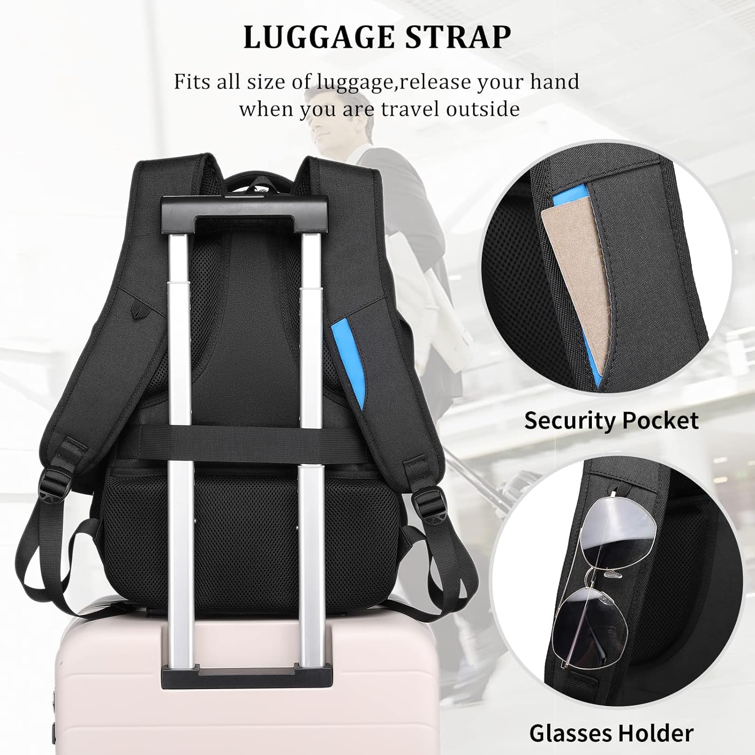 Mochila de Viaje Resistente al Agua para Laptop con Puerto USB y Almacenamiento Organizado