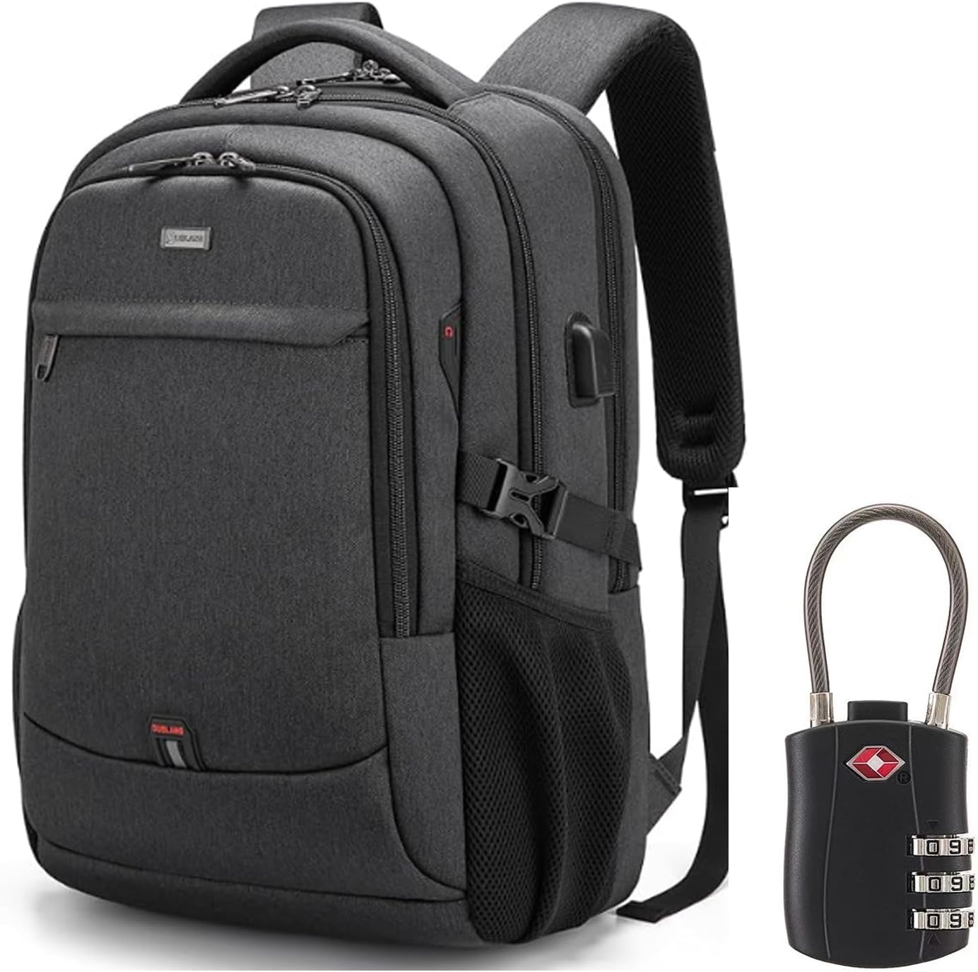 Mochila de Viaje Resistente al Agua para Laptop con Puerto USB y Almacenamiento Organizado