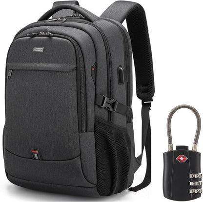 Mochila de Viaje Resistente al Agua para Laptop con Puerto USB y Almacenamiento Organizado