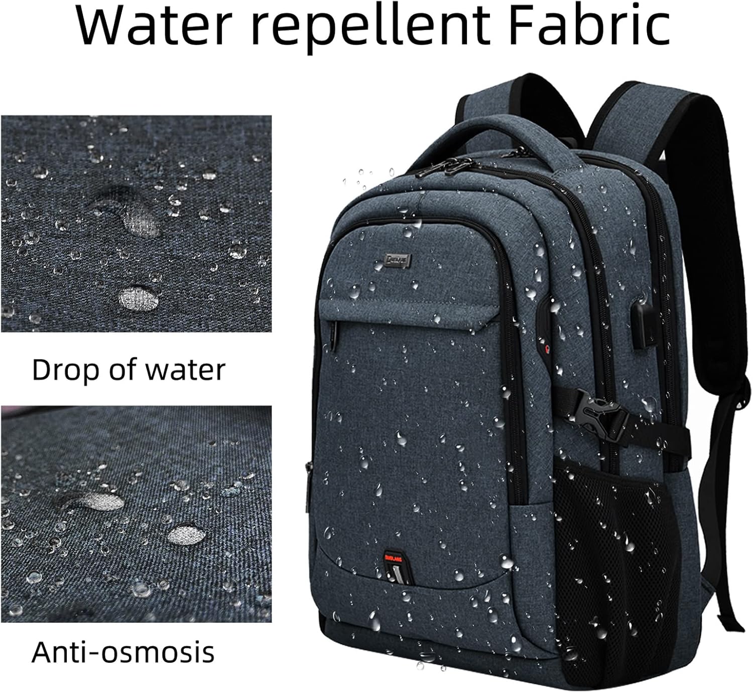 Mochila de Viaje Resistente al Agua para Laptop con Puerto USB y Almacenamiento Organizado
