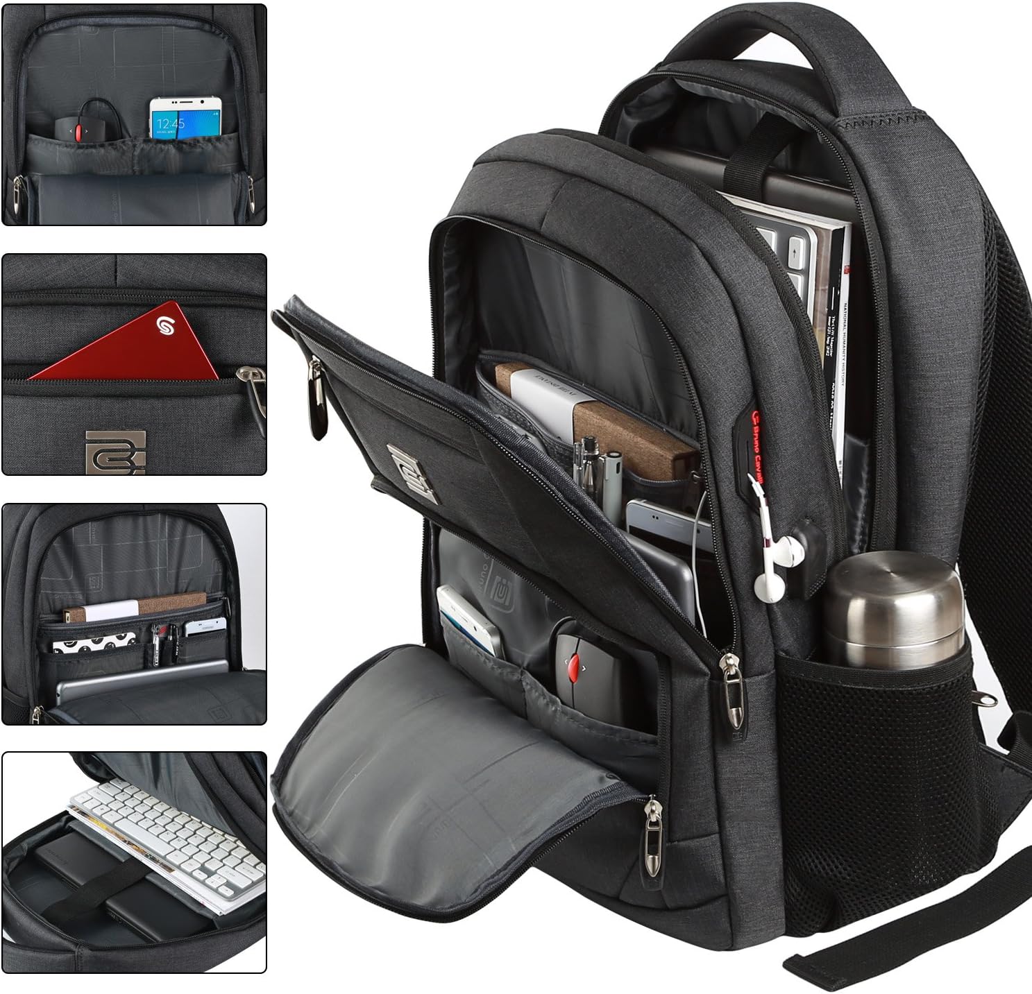 Mochila delgada antirrobo para laptop con puerto de carga USB