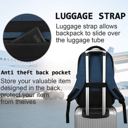 Mochila delgada antirrobo para laptop con puerto de carga USB