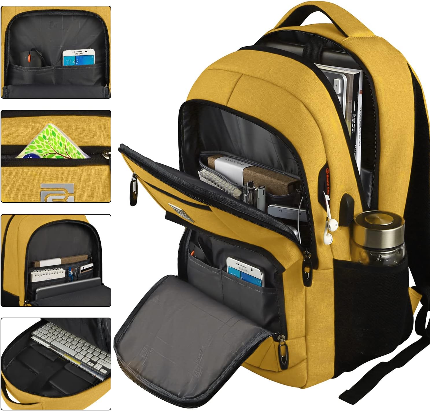 Mochila delgada antirrobo para laptop con puerto de carga USB