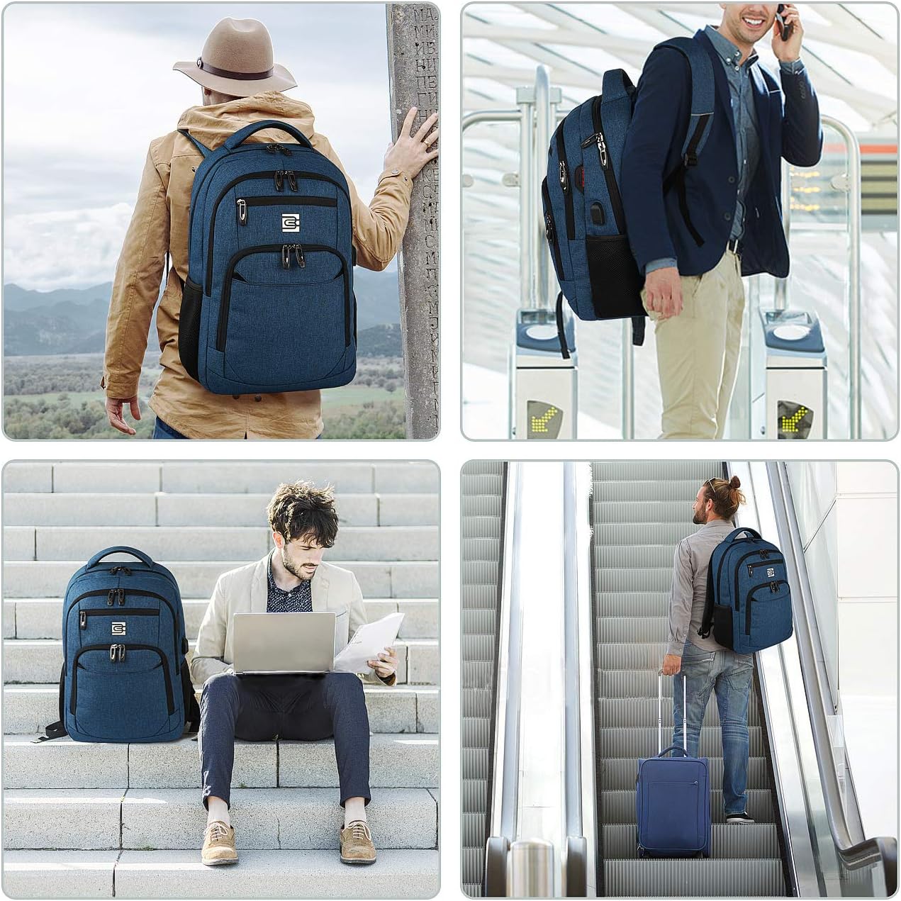 Mochila delgada antirrobo para laptop con puerto de carga USB
