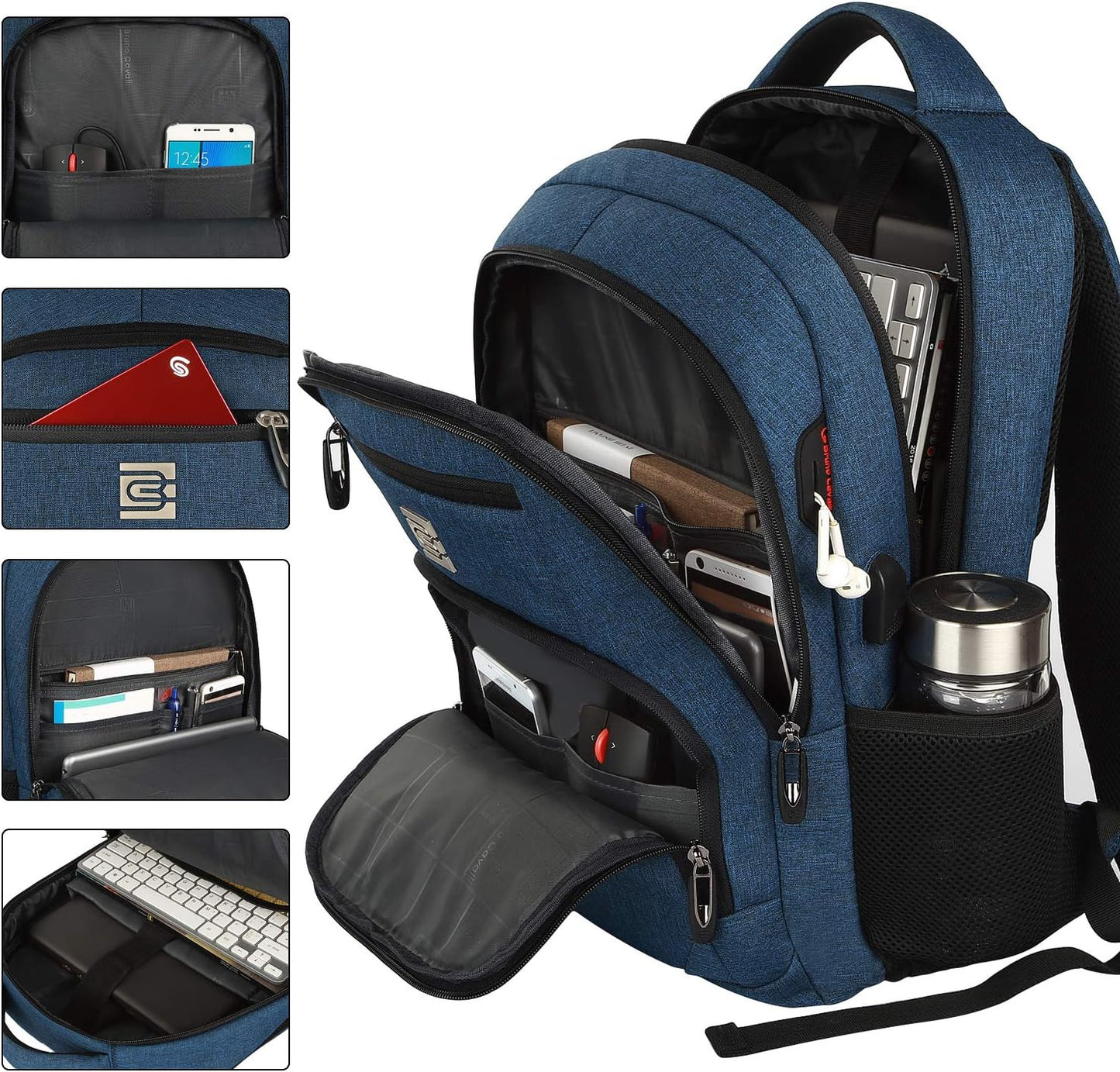 Mochila delgada antirrobo para laptop con puerto de carga USB