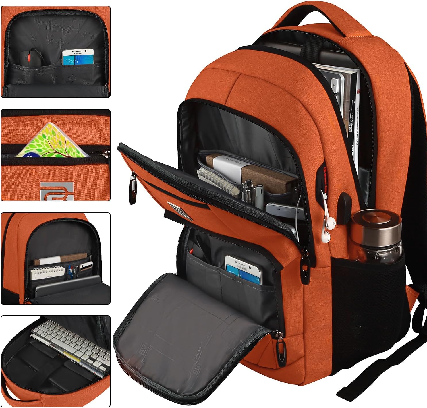 Mochila delgada antirrobo para laptop con puerto de carga USB