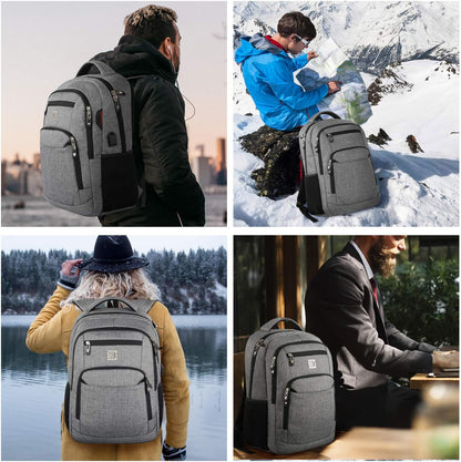 Mochila delgada antirrobo para laptop con puerto de carga USB