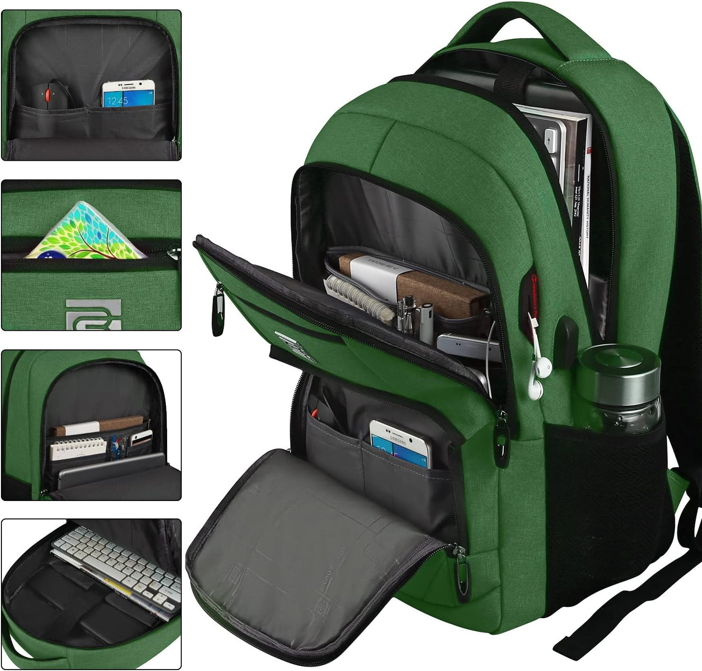 Mochila delgada antirrobo para laptop con puerto de carga USB