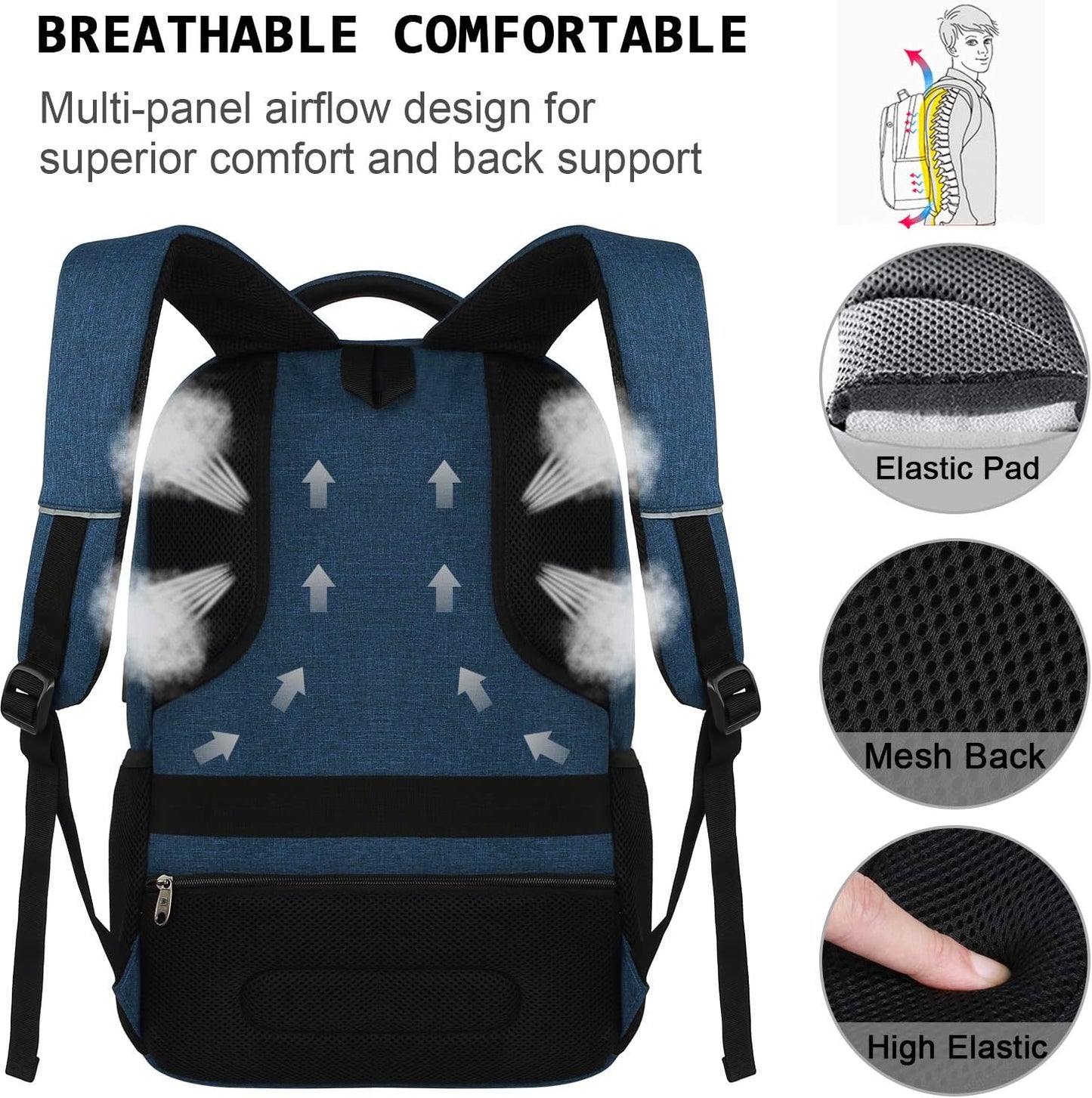 Mochila delgada antirrobo para laptop con puerto de carga USB