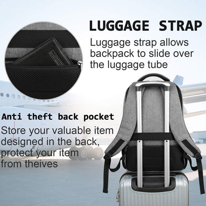 Mochila delgada antirrobo para laptop con puerto de carga USB