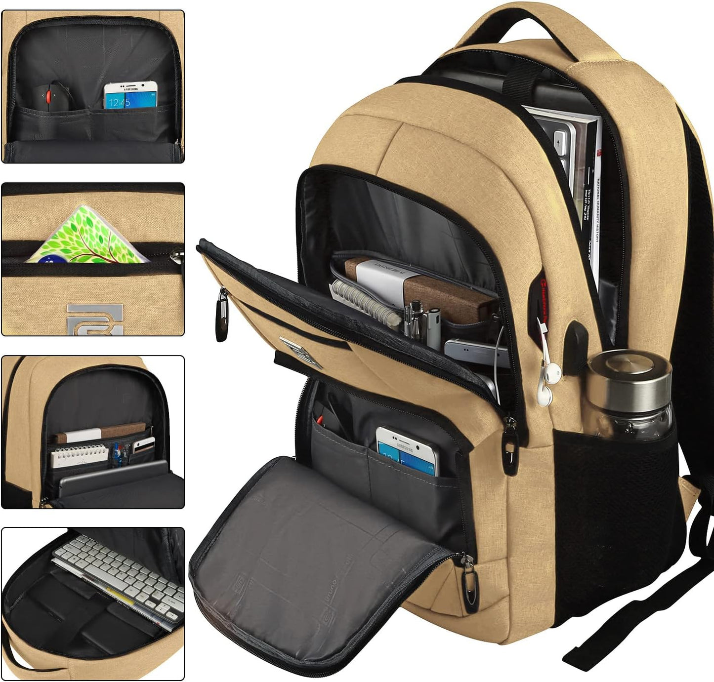 Mochila delgada antirrobo para laptop con puerto de carga USB