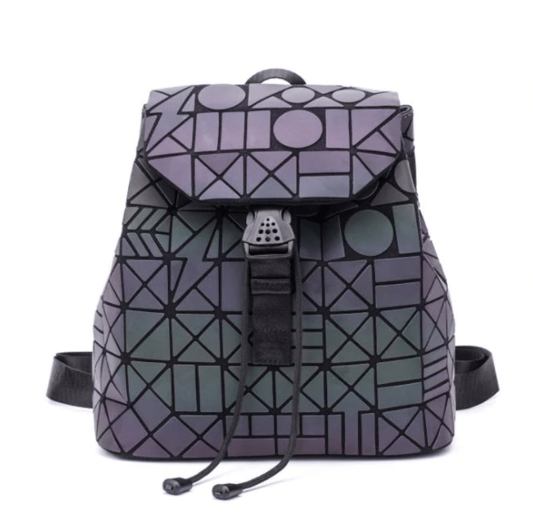 Mochila Geométrica Reflectante que Cambia de Color para Mujeres