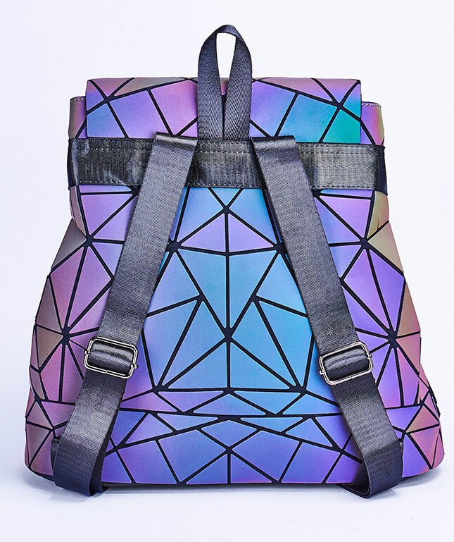Mochila Geométrica Reflectante que Cambia de Color para Mujeres
