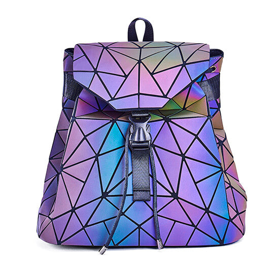Mochila Geométrica Reflectante que Cambia de Color para Mujeres