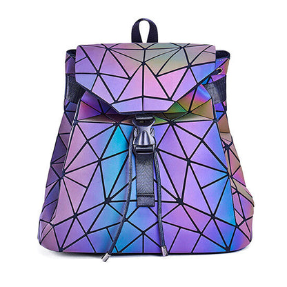 Mochila Geométrica Reflectante que Cambia de Color para Mujeres