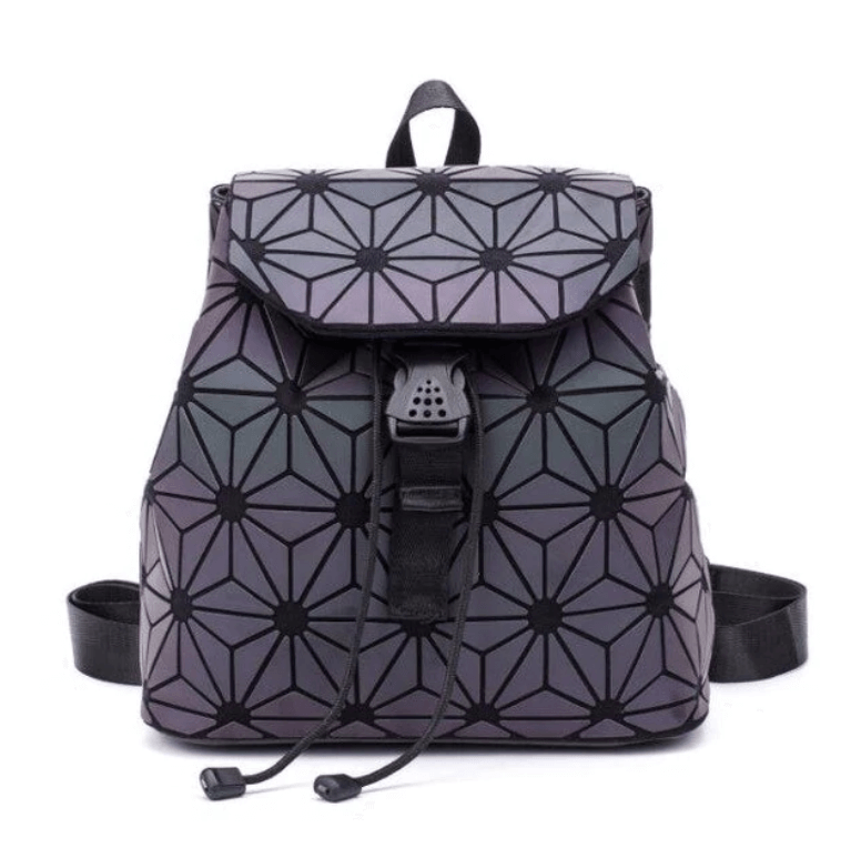 Mochila Geométrica Reflectante que Cambia de Color para Mujeres