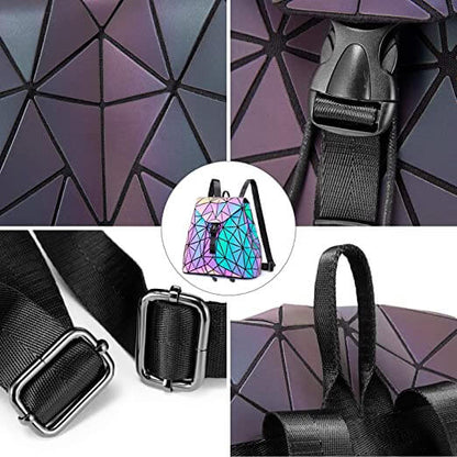 Mochila Geométrica Reflectante que Cambia de Color para Mujeres