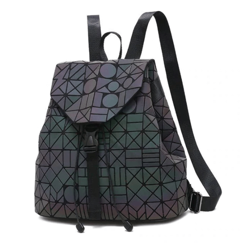 Mochila Geométrica Reflectante que Cambia de Color para Mujeres