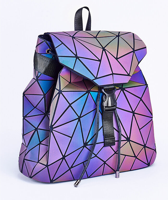 Mochila Geométrica Reflectante que Cambia de Color para Mujeres