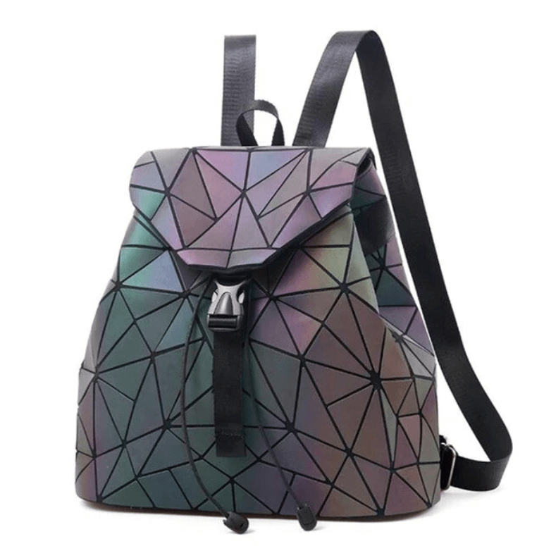 Mochila Geométrica Reflectante que Cambia de Color para Mujeres