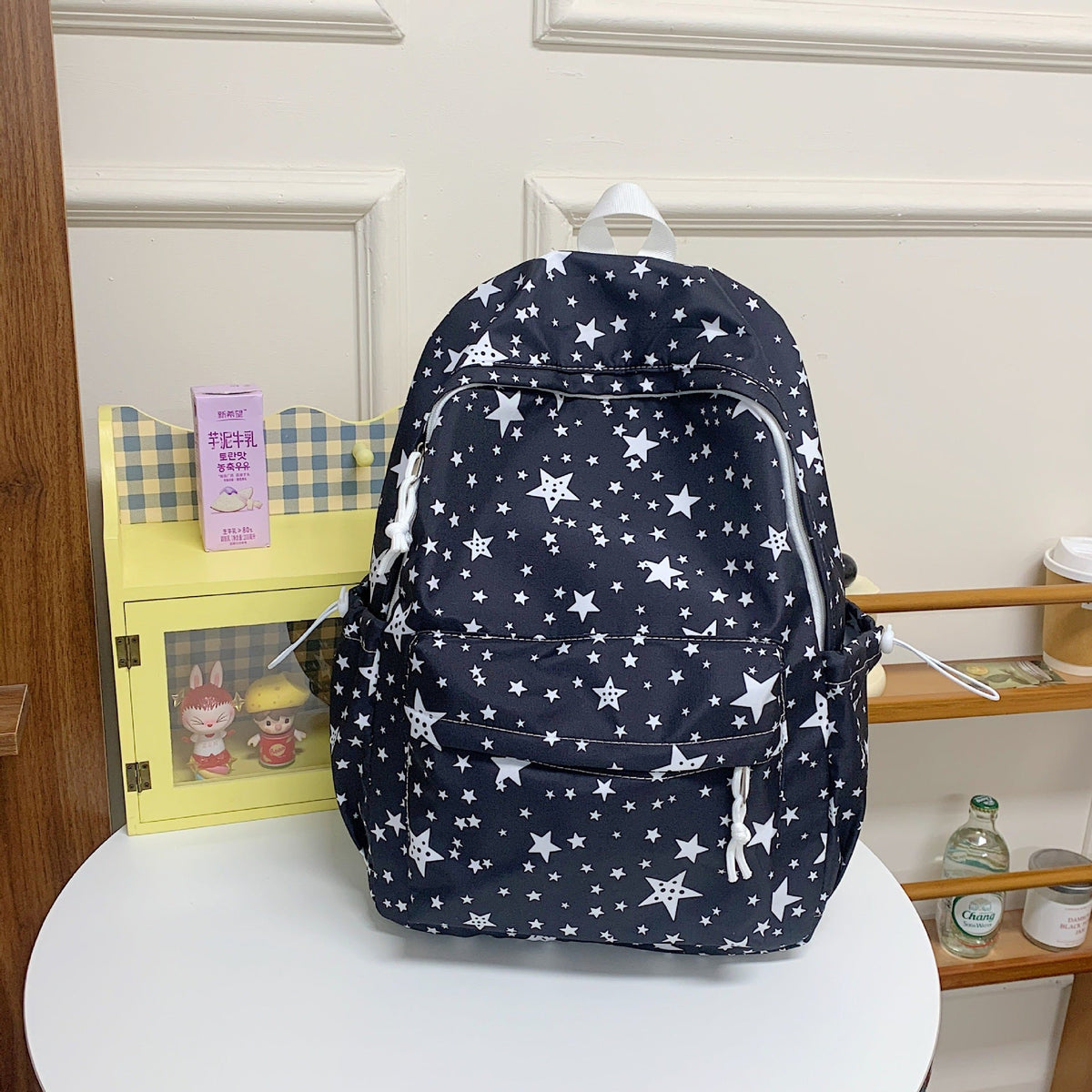 Mochila multibolsillos con estampado de estrellas
