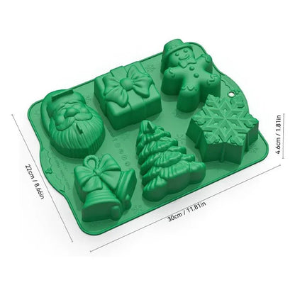 Moldes antiadherentes navideños para galletas con formas de Papá Noel, muñeco de nieve y árbol