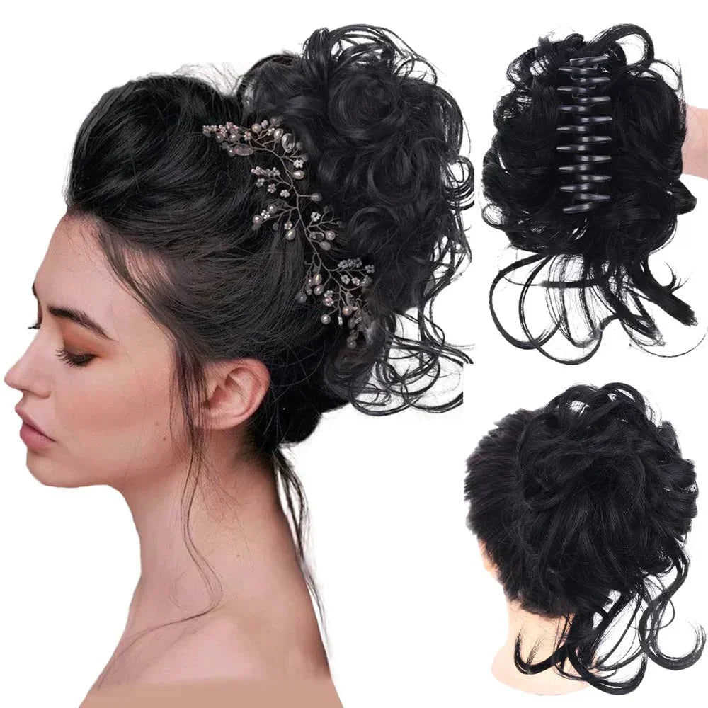 Moño de pelo rizado con pinza – Extensión de postizo con volumen y aspecto natural
