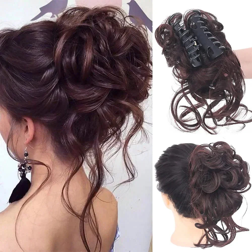Moño de pelo rizado con pinza – Extensión de postizo con volumen y aspecto natural
