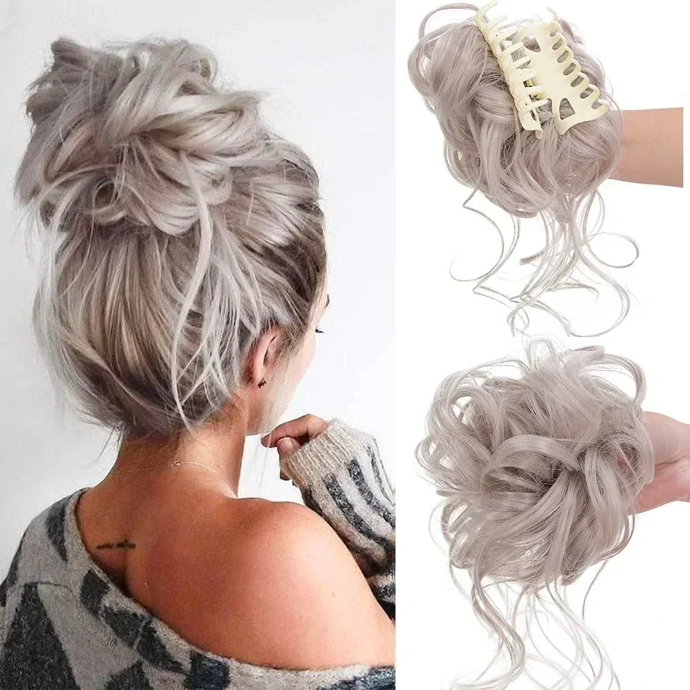 Moño de pelo rizado con pinza – Extensión de postizo con volumen y aspecto natural