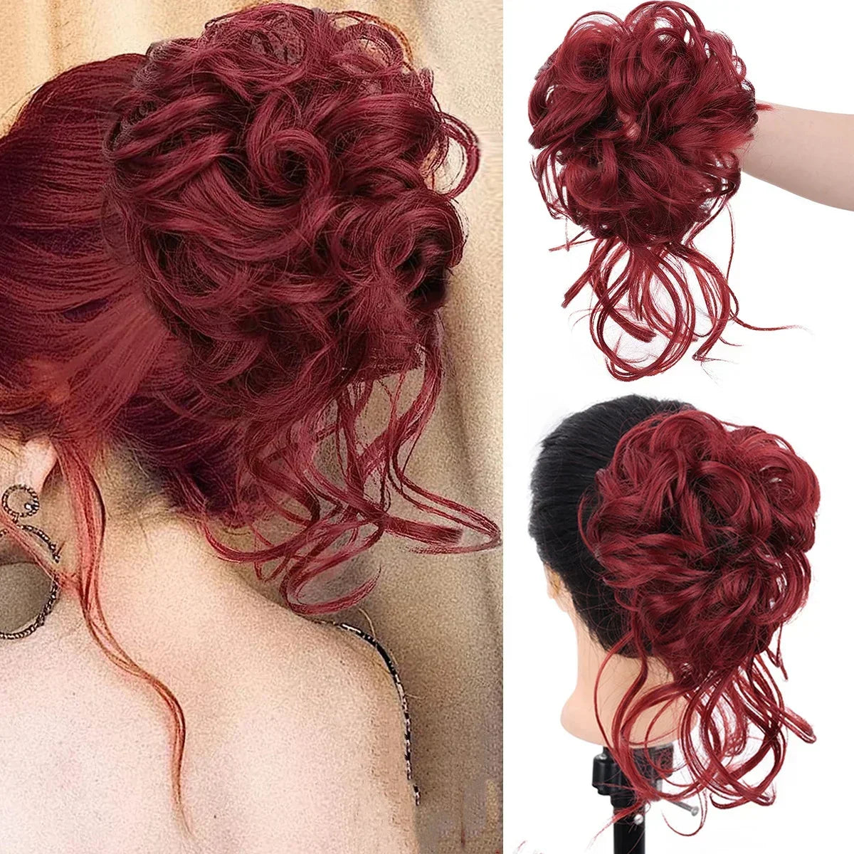 Moño de pelo rizado con pinza – Extensión de postizo con volumen y aspecto natural