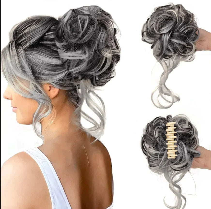 Moño de pelo rizado con pinza – Extensión de postizo con volumen y aspecto natural