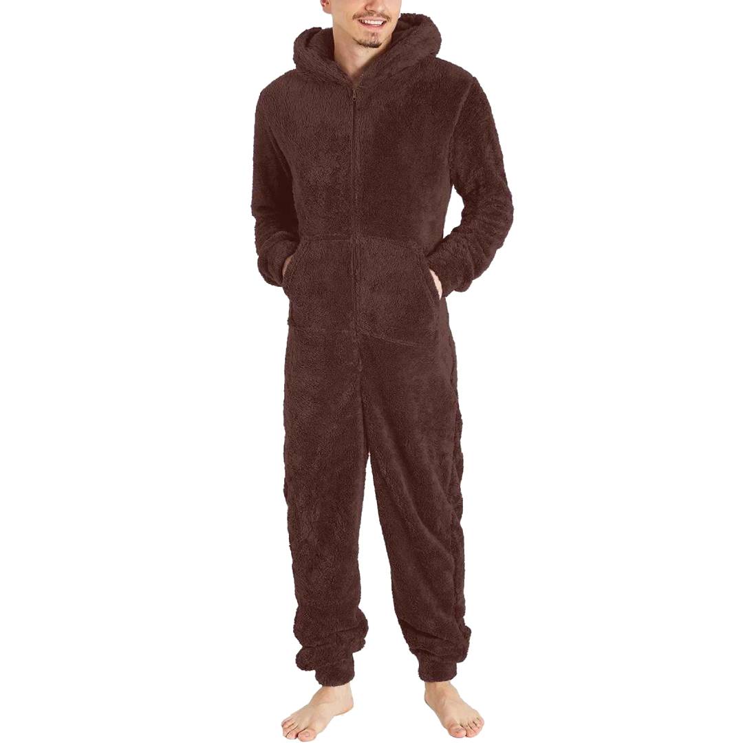 Mono pijama de felpa para hombre con capucha