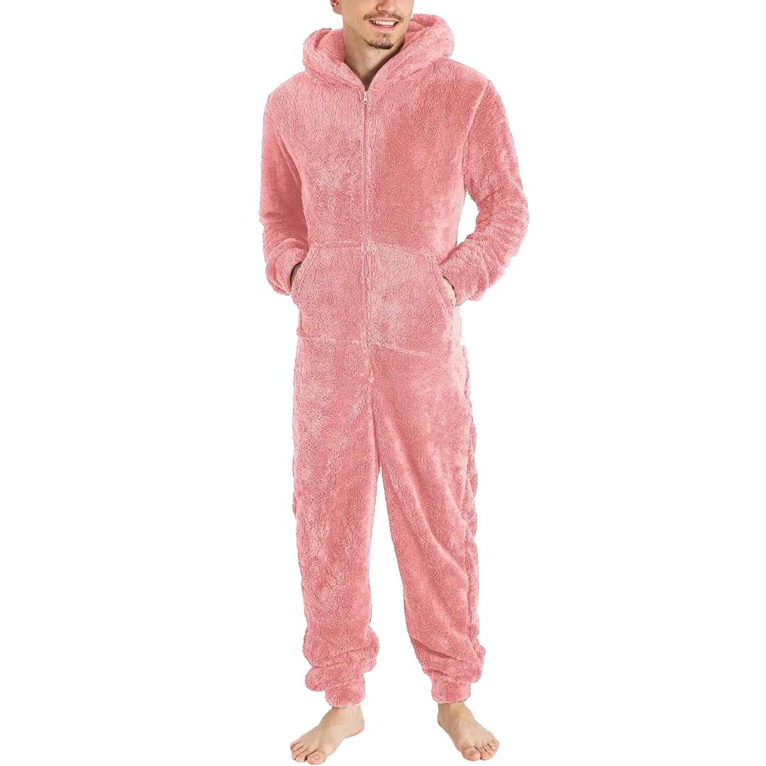 Mono pijama de felpa para hombre con capucha