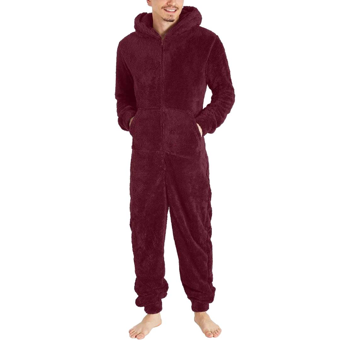 Mono pijama de felpa para hombre con capucha