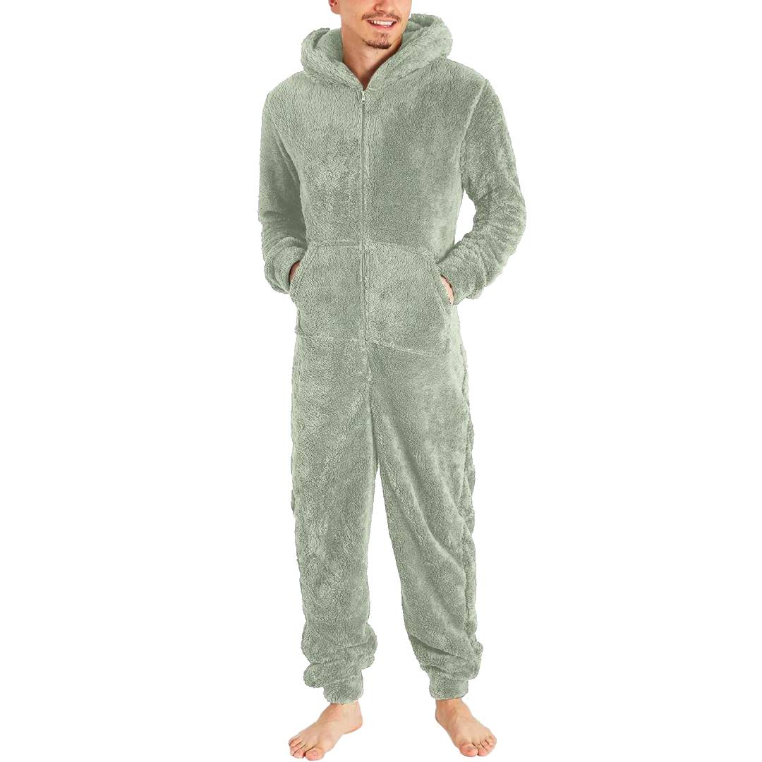 Mono pijama de felpa para hombre con capucha