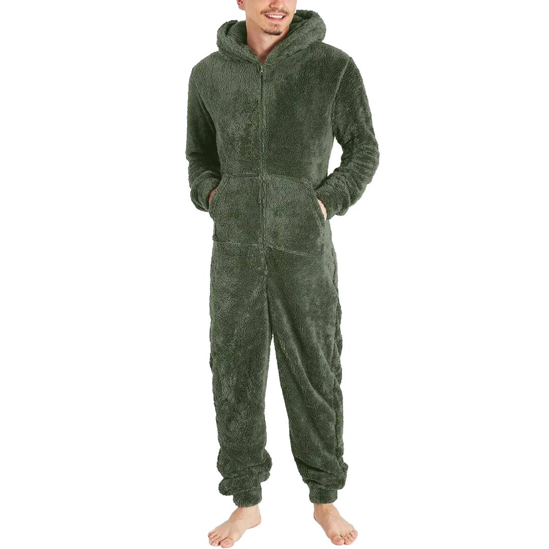 Mono pijama de felpa para hombre con capucha