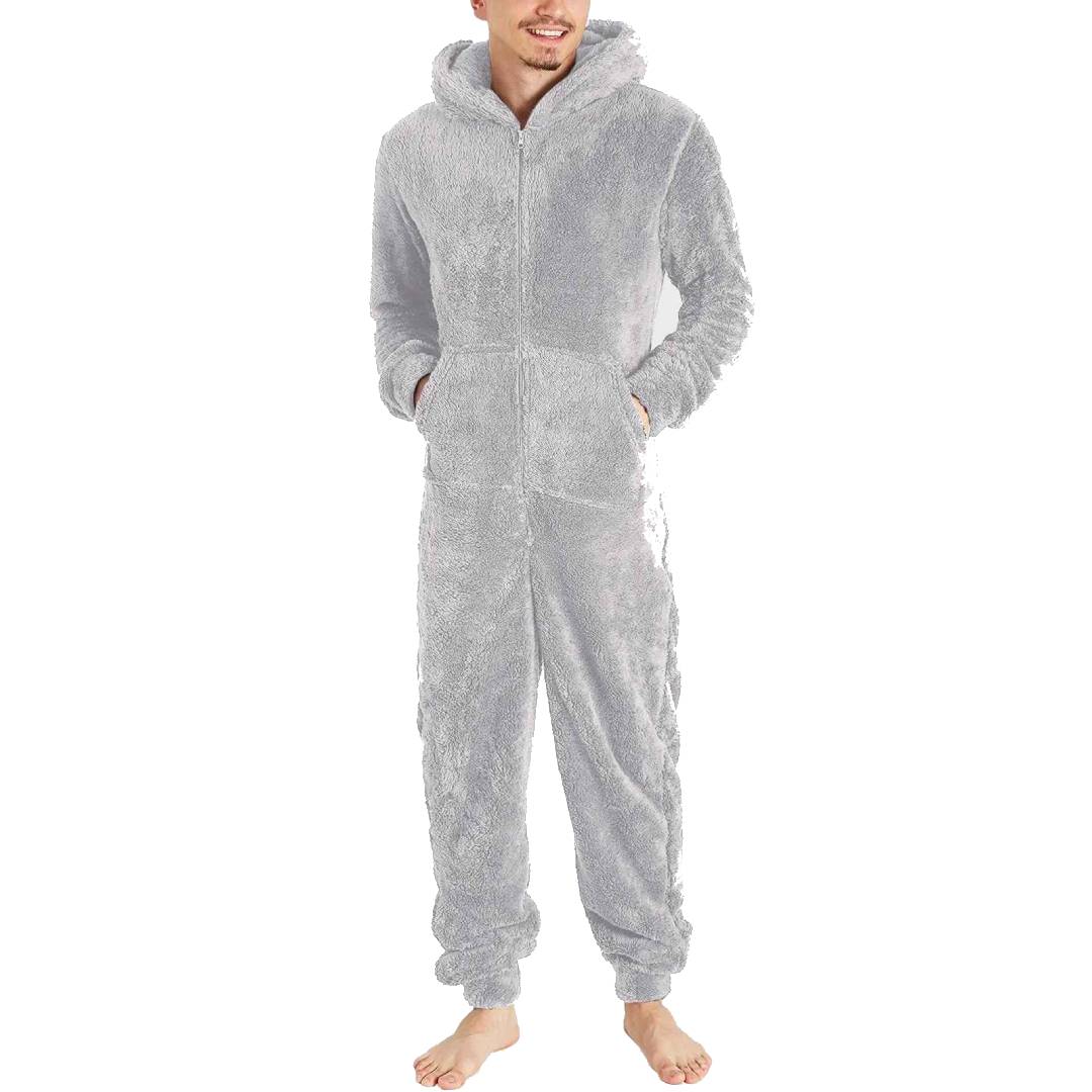 Mono pijama de felpa para hombre con capucha