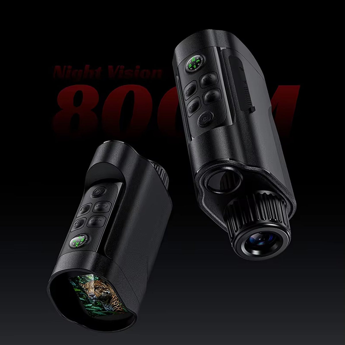 Monocular térmico HD 1080P con alcance de 800 m, zoom digital de 10x e iluminador infrarrojo de 5 W