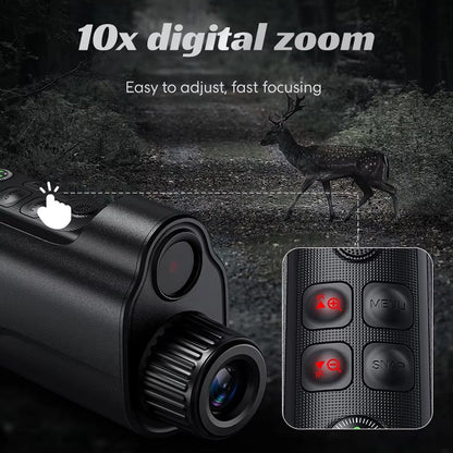 Monocular térmico HD 1080P con alcance de 800 m, zoom digital de 10x e iluminador infrarrojo de 5 W