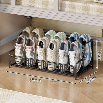 Organizador de cajón para almacenamiento de zapatos para debajo de la cama, compacto, apilable, de malla metálica con múltiples compartimentos
