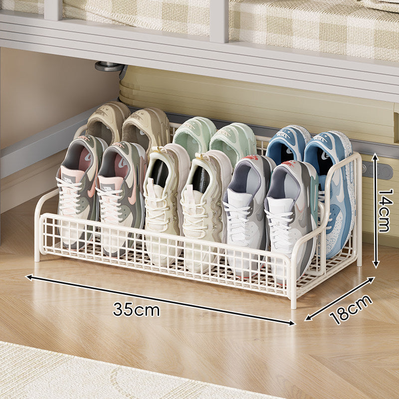 Organizador de cajón para almacenamiento de zapatos para debajo de la cama, compacto, apilable, de malla metálica con múltiples compartimentos