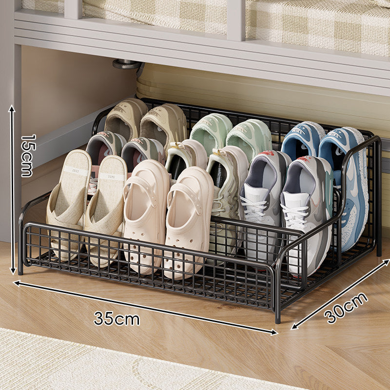 Organizador de cajón para almacenamiento de zapatos para debajo de la cama, compacto, apilable, de malla metálica con múltiples compartimentos