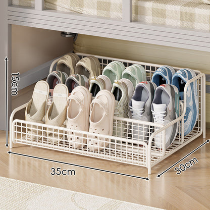 Organizador de cajón para almacenamiento de zapatos para debajo de la cama, compacto, apilable, de malla metálica con múltiples compartimentos