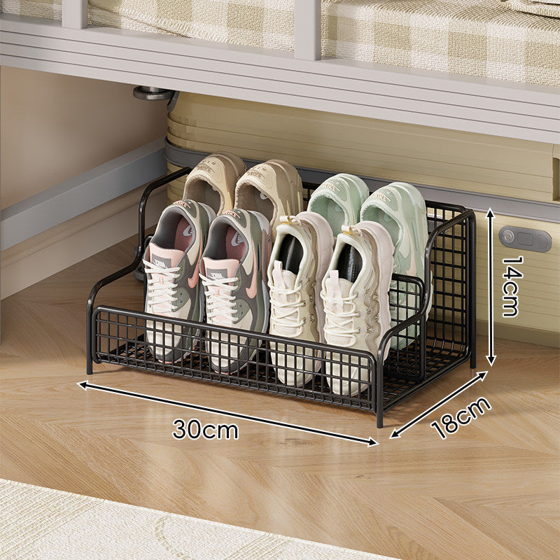 Organizador de cajón para almacenamiento de zapatos para debajo de la cama, compacto, apilable, de malla metálica con múltiples compartimentos