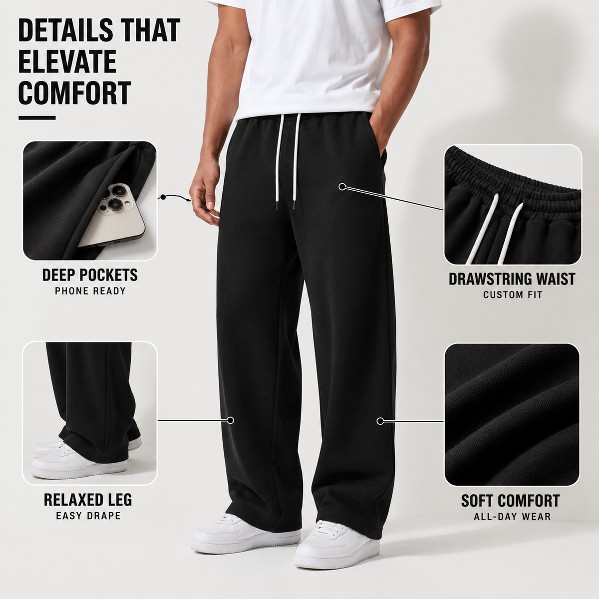 Pantalón de chándal holgado y largo