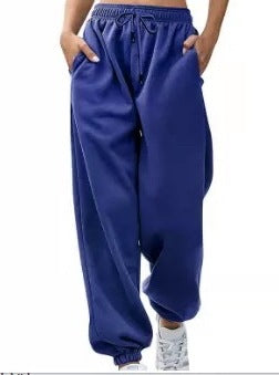 Pantalón jogger de tiro alto y corte holgado para mujer con cintura elástica, cordón ajustable y puños acanalados