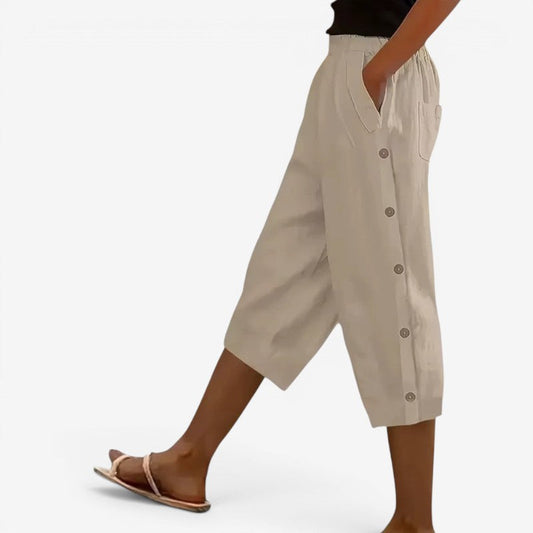 Pantalones capri de pernera ancha para mujer